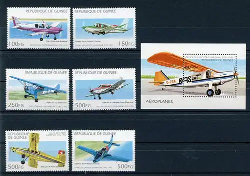Guinea 1539-1544, Block 496 postfrisch Flugzeuge #GI043