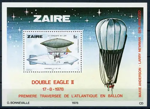 Zaire (Kongo) Block 22 postfrisch Zeppelin #GI049