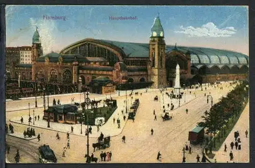 AK Hamburg Hauptbahnhof mit Bahnhofsvorplatz 1923 #HD277