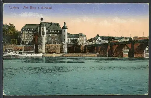 AK Koblenz Alte Burg an der Mosel, Balduinbrücke um 1920 #HD279