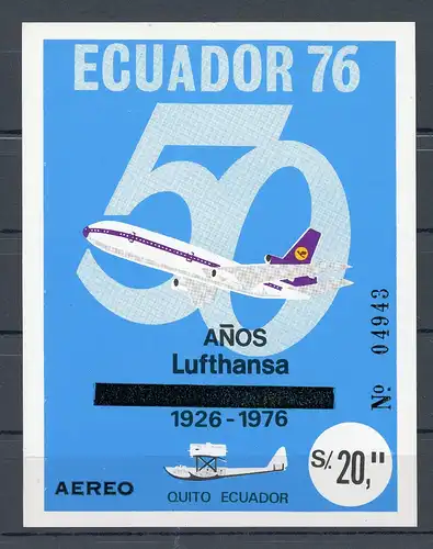 Ecuador Block 69 postfrisch Flugzeuge #GI077
