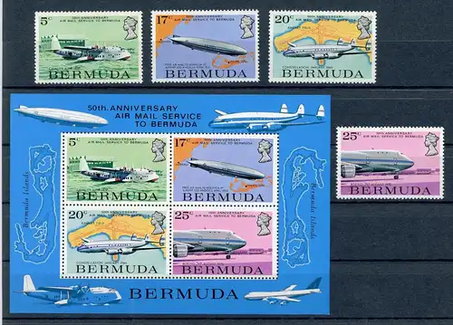 Bermuda 307-310 + Block 2 postfrisch Flugzeuge #GI078