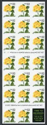 USA Folienblatt 36 a postfrisch Rosen, Blumen #IF364