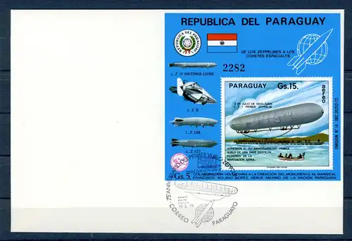 Paraguay Block 256 Zeppelin Ersttagesbrief/FDC #GO545