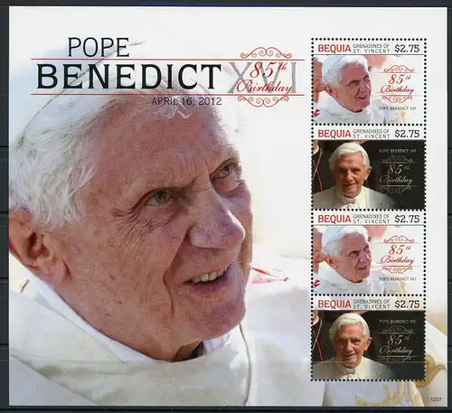 St. Vincent Bequia KB 803-04 postfrisch Benedikt XVI. #IS630