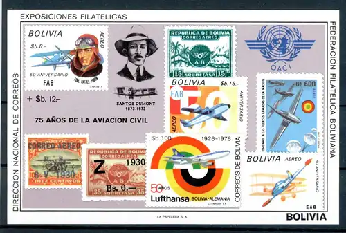Bolivien Block 82 postfrisch Zeppelin #GO502
