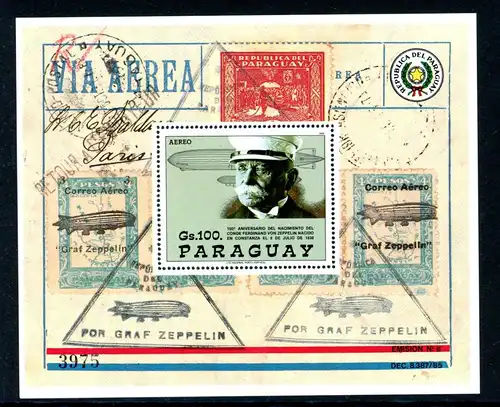 Paraguay Block 452 postfrisch Zeppelin #GO506