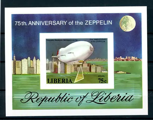 Liberia Block 89 B postfrisch Zeppelin #GO513