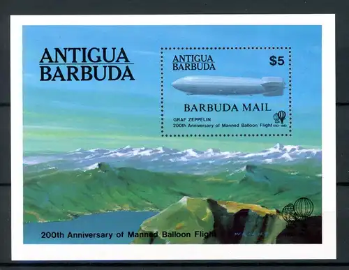 Antigua und Barbuda Block 72 postfrisch Zeppelin #GO521
