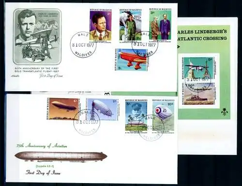 Malediven 721-728 + Block 47 Zeppelin Ersttagesbrief/FDC #GO644