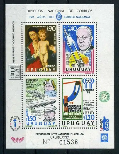 Uruguay Block 34 postfrisch Zeppelin #GO524