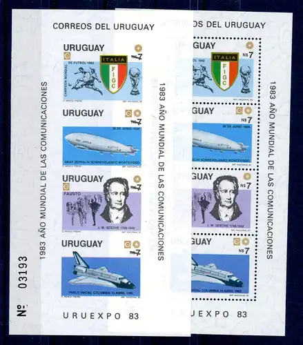 Uruguay Block 54 A + B postfrisch Zeppelin #GO528