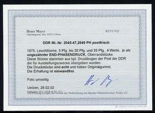 DDR Endphasendrucke 2045-2047 + 2049 PH postfrisch Fotobefund #GJ391