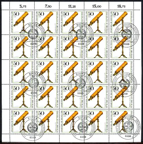 Bund 25er Bogen 1091 Formnummer 1 Ersttagssonderstempel #BW5229