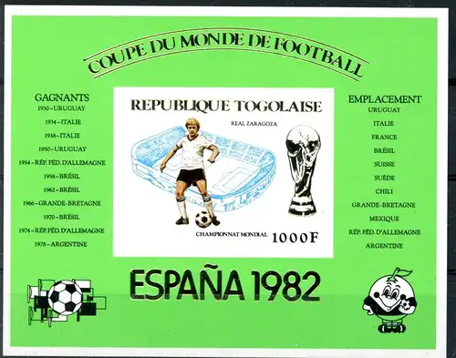 Togo Block 178 postfrisch Fußball #GE590