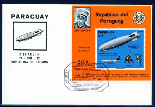 Paraguay Block 246 Zeppelin Ersttagesbrief/FDC #GO544