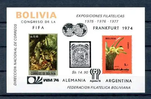 Bolivien Block 44 postfrisch Fußball WM 1974 #GE595