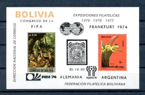 Bolivien Block 44 postfrisch Fußball WM 1974 #GE595