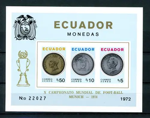 Ecuador Block 62 B postfrisch Fußball WM 1974 #GE596