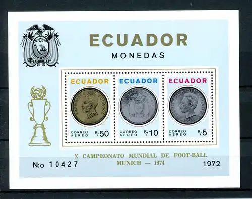 Ecuador Block 62 A postfrisch Fußball WM 1974 #GE597