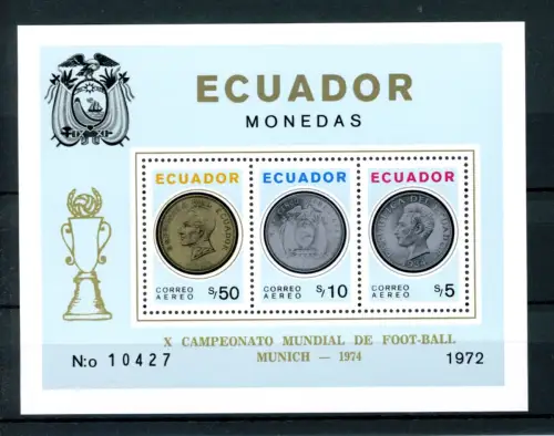Ecuador Block 62 A postfrisch Fußball WM 1974 #GE597
