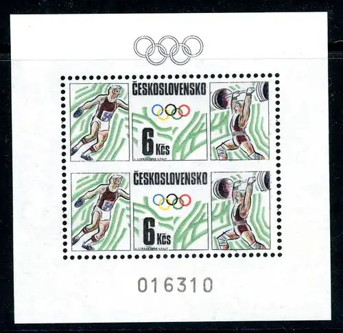 Tschechoslowakei Block 76 postfrisch Olympia 1988 Seoul #HL056