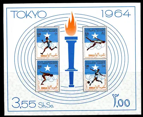 Somalia Block 1 postfrisch Olympia 1964 Tokio #HL057