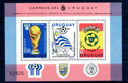 Uruguay Block 44 postfrisch Fußball #GE615