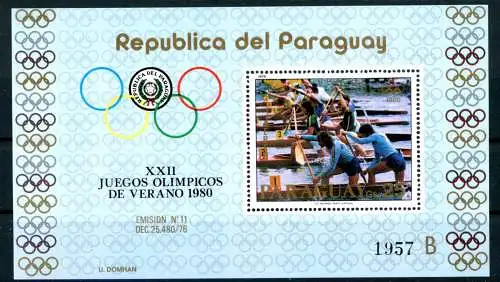 Paraguay Block 346 postfrisch Olympia #HL094