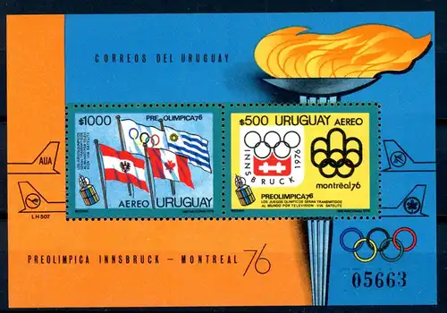 Uruguay Block 25 postfrisch Olympia #HL098