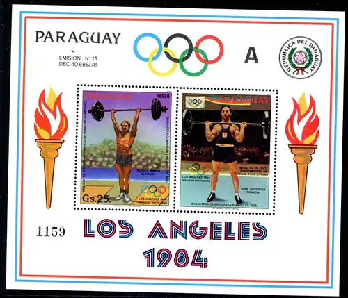 Paraguay Bl 388 postfrisch Olympia #HL102