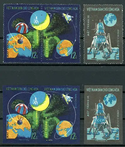 Vietnam Nord 669-671A + 669-671U postfrisch Raumfahrt Luna 16 #GB337