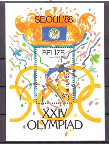 Belize Block 96 postfrisch Olympiade 1988 Seoul #HL115