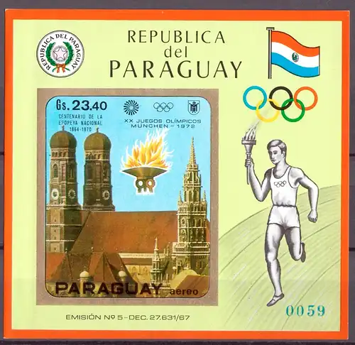Paraguay Block 141 postfrisch Olympiade 1972 #HL150