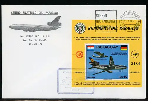 Paraguay Block 226 Flugzeuge Ersttagesbrief/FDC #IX331