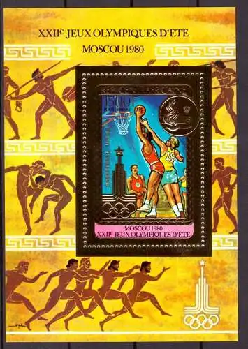 Zentralafrika gold Block 123 postfrisch Olympia 1980 Moskau #HL174