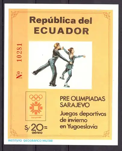 Ecuador Block 110 postfrisch Olympia 1984 Sarajevo #HL175