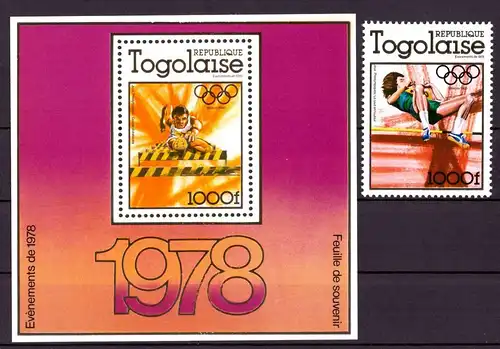 Togo 1278 + Block 126 postfrisch Olympia 1980 Moskau #HL178