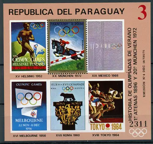 Paraguay Block 187 postfrisch Olympia #HL193