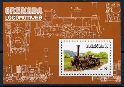 Grenada Block 132 postfrisch Eisenbahn #IU839