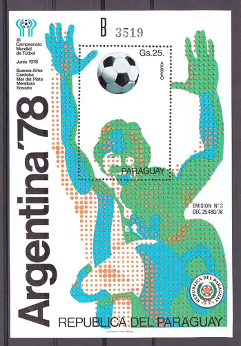 Paraguay Block 324 postfrisch Fußball WM 1978 #GE623