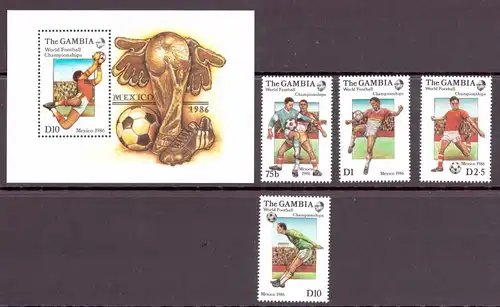 Gambia 621-625 + Block 23 postfrisch Fußball WM 1986 #GE631