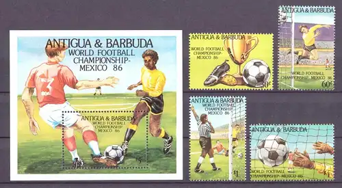 Antigua und Barbuda 925-929 + Bl 106 postfrisch Fußball WM 86 #GE633