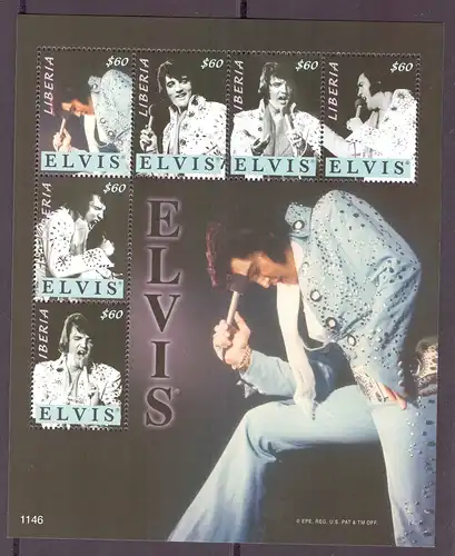 Liberia 1 Kleinbogen 5925-5930 postfrisch Musik, Elvis #IN219