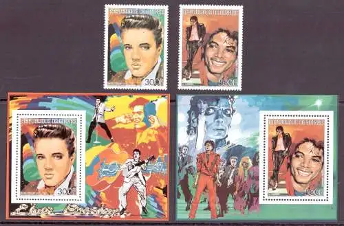 Guinea 1131-1132 + Block 238-239 postfrisch Musik, Elvis , Michael #IN220