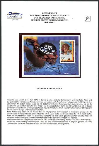 Guyana Block 438 postfrisch mit Autograph F. von Almsick #IX343