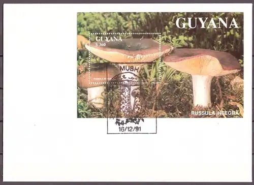 Guyana Block 142 Pilze Ersttagesbrief/FDC #IF469