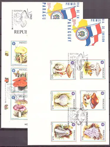 Paraguay mit Kleinb. 3950-3956 + KB Pilze Ersttagesbrief/FDC #IJ010