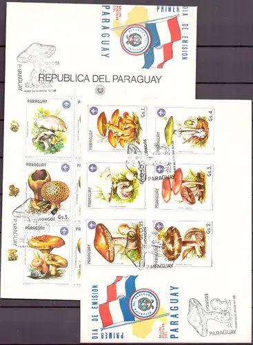 Paraguay mit Kleinb. 3835-3841 + KB Pilze Ersttagesbrief/FDC #IJ011
