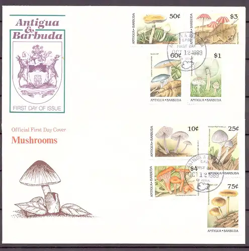 Antigua und Barbuda 1258-1265 Pilze Ersttagesbrief/FDC #IJ017